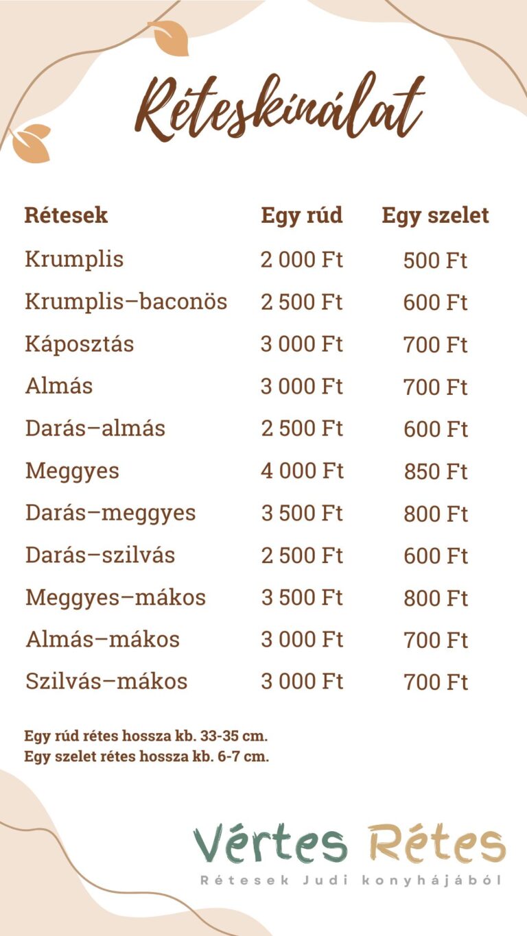 Vértes Rétes | Kézzel készült húzott rétesek Mórról